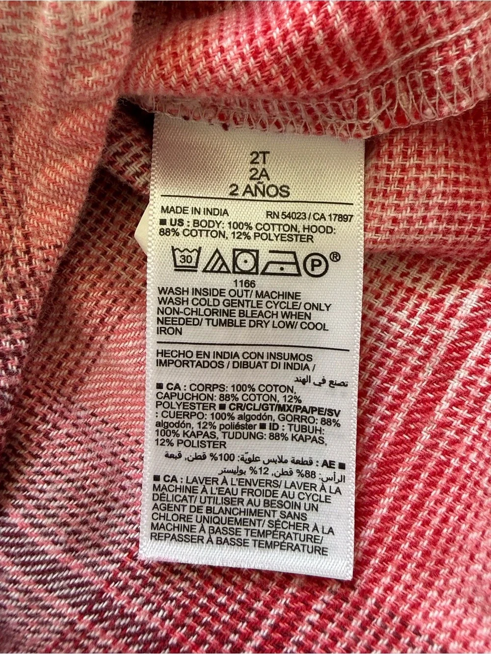 Old Navy Toddler Plaid Hooded Flannel Shirt Size 2T